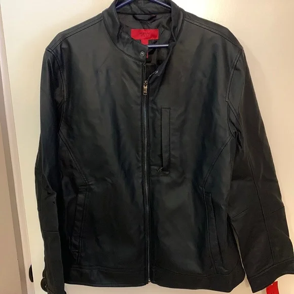 Leather Alfani Wpl8046 Jacket Alfani Fitted Wool/polyester Gray